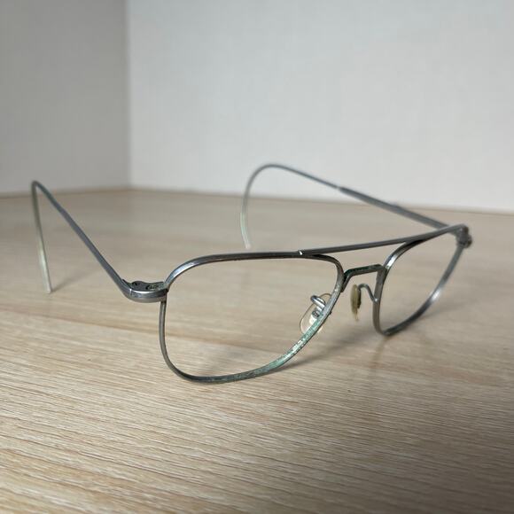 Vintage Randolph Engineering 6 1/2 Sunglasses 52-20 Matte Chrome FRAMES ONLY - Picture 1 of 8